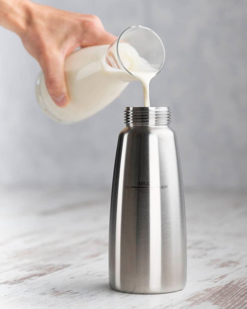 pour mixture into a dispenser