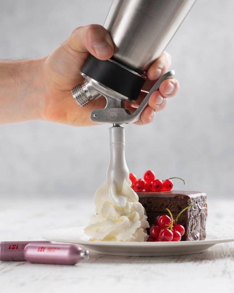 serve whip cream using a dispenser