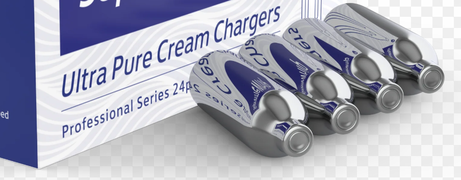 Close look of cream chargers